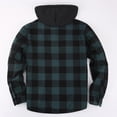 thumbnail image 3 of TANSILING Men's Hooded Flannel Shirt Jacket Fleece Lined Plaid Warm Casual Coat, 3 of 6