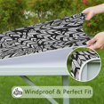 thumbnail image 6 of Black Boho Tribal Feathers Pattern Square Fitted Tablecloth with Elastic Edge,Square Table Cover,Washable Elastic Table Cover for Home Kitchen Party Decor 34"x34", 6 of 6