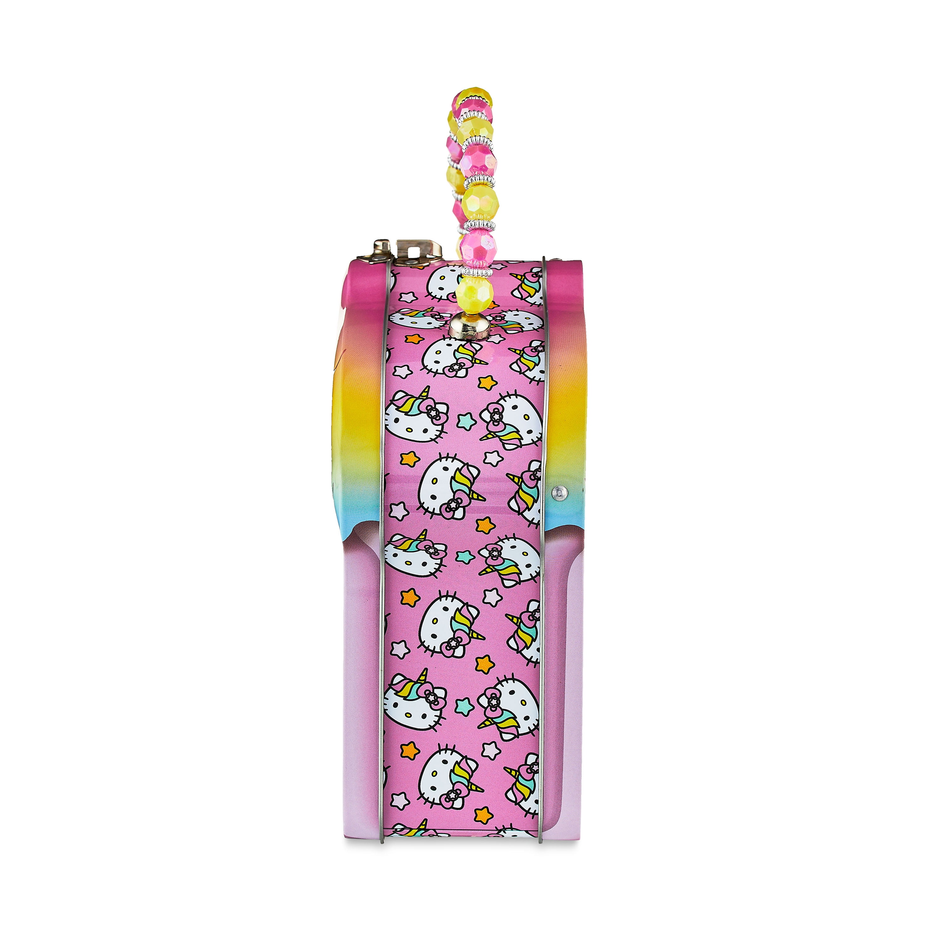 Hello Kitty Cupcake Shaped Easter Tin Carry All, 1 Count Beaded Handle, Sanrio