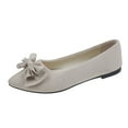 thumbnail image 3 of Women's Wide Width Candy Color Bow Pointed Toe Flats, Faux Suede Slip-On Casual Dress Shoes for Spring & Fall, Multi-Color, 3 of 5