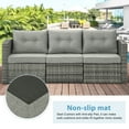 thumbnail image 4 of Cozyhom Gray Wicker Rattan Patio Sofa, 3 Seats Outdoor Furniture with Gray Cushions, 4 of 8