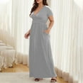 thumbnail image 6 of Lenago Plus Size Summer Dresses for Women 2025 Maxi Dress V-Neck Short Sleeve Dresses for Party Casual Summer Maxi Dresses for Women with Pockets on Clearance, 6 of 9