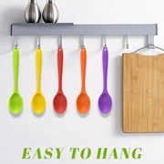 OFEFE 5 Pcs Small Different Colors Silicone Spoons, 8Inch Heat Resistant Nonstick Kitchen Silicone Tea Spoons for Cooking & Baking & Stirring