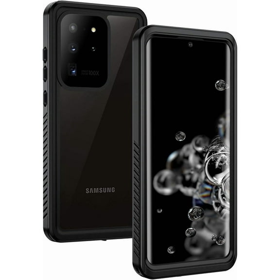 MYKOMI Samsung Galaxy S20 Ultra Case, IP68 Waterproof Dustproof Shockproof Case with Built-in Screen Protector, Heavy Duty Full Body Protective Cover for Galaxy S20 Ultra 5G 6.9 Inch, Black/Clear