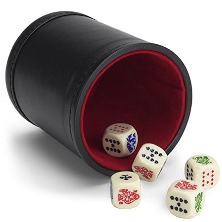 Brybelly Poker Dice Bundle: Set of 5 Poker Dice with Bicast Leather Dice