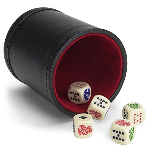 Brybelly Poker Dice Bundle Set Of 5 Poker Dice With Bicast Leather Dice Cup Walmart Com Walmart Com