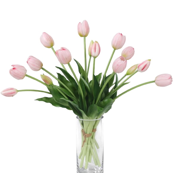 Flores artificiales LINSIE Tulipanes de látex, 15 unidades, rosa claro