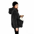 thumbnail image 5 of Fleece Sweatshirts Women Winter Hoodie With Kangaroo Pockets And Cat Carrier Pouch Dog Sweatshirt For Pet Mistress Warm Black S, 5 of 5