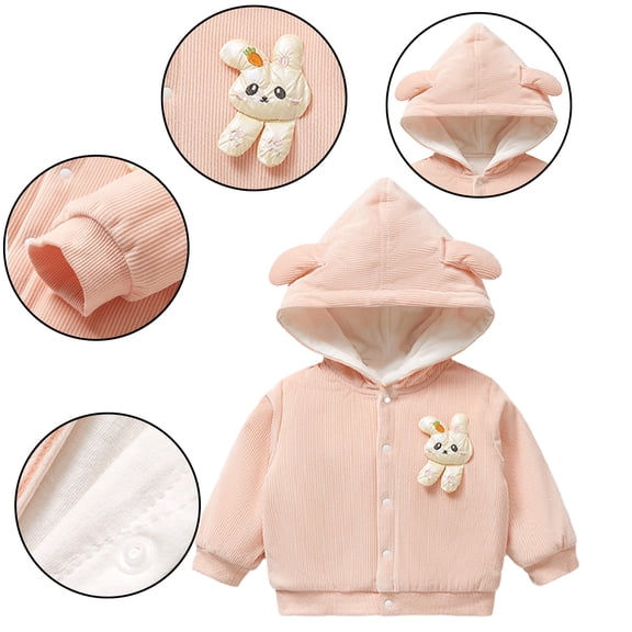 Esaierr Newborn Toddler Winter Cotton Coat Jacket for Baby Boys Girls Warm Outerwear with Ears Hooded Button Cartoon Long Sleeve Cardigan Jacket for 6M-4Y