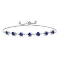 thumbnail image 3 of Gem Stone King 2.45 Cttw Blue Created Sapphire Tennis Bracelet for Women in 925 Sterling Silver | Round 4.5MM | Fully Adjustable up to 9 inch, 3 of 6