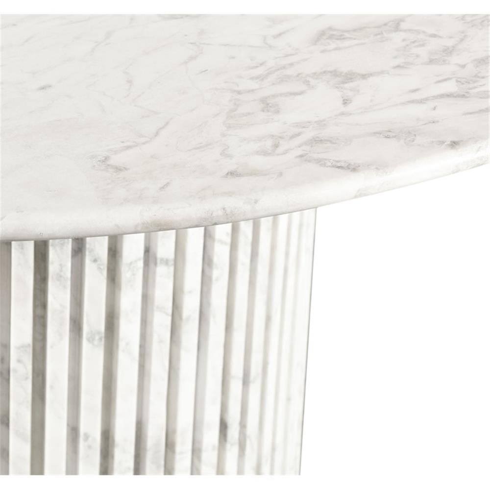 Maklaine Modern / Contemporary White Finish Marble Dining Table