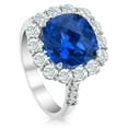 thumbnail image 2 of Pompeii 6 1/2 Ct Diamond Halo Created Sapphire Ring 10k White Gold Lab Grown (FG,VS), 2 of 4