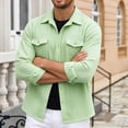 thumbnail image 6 of DPTALR Men's Casual Solid Color Turndown Collar Long Sleeve Shirt with Pockets,Green,Big and Tall Men M, 6 of 7