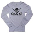 thumbnail image 1 of Pirate Skull & Golf Irons + Ball - Rebel Golfing Men's Long Sleeve Grey T-Shirt, 1 of 2
