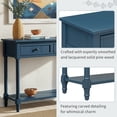 thumbnail image 4 of GZXS 36" Traditional Console Table with Drawers & Shelf, Antique-Inspired Entryway Table with Solid Pine Legs, for Living Room, Hallway, Dining Room (Dark Navy), 4 of 10
