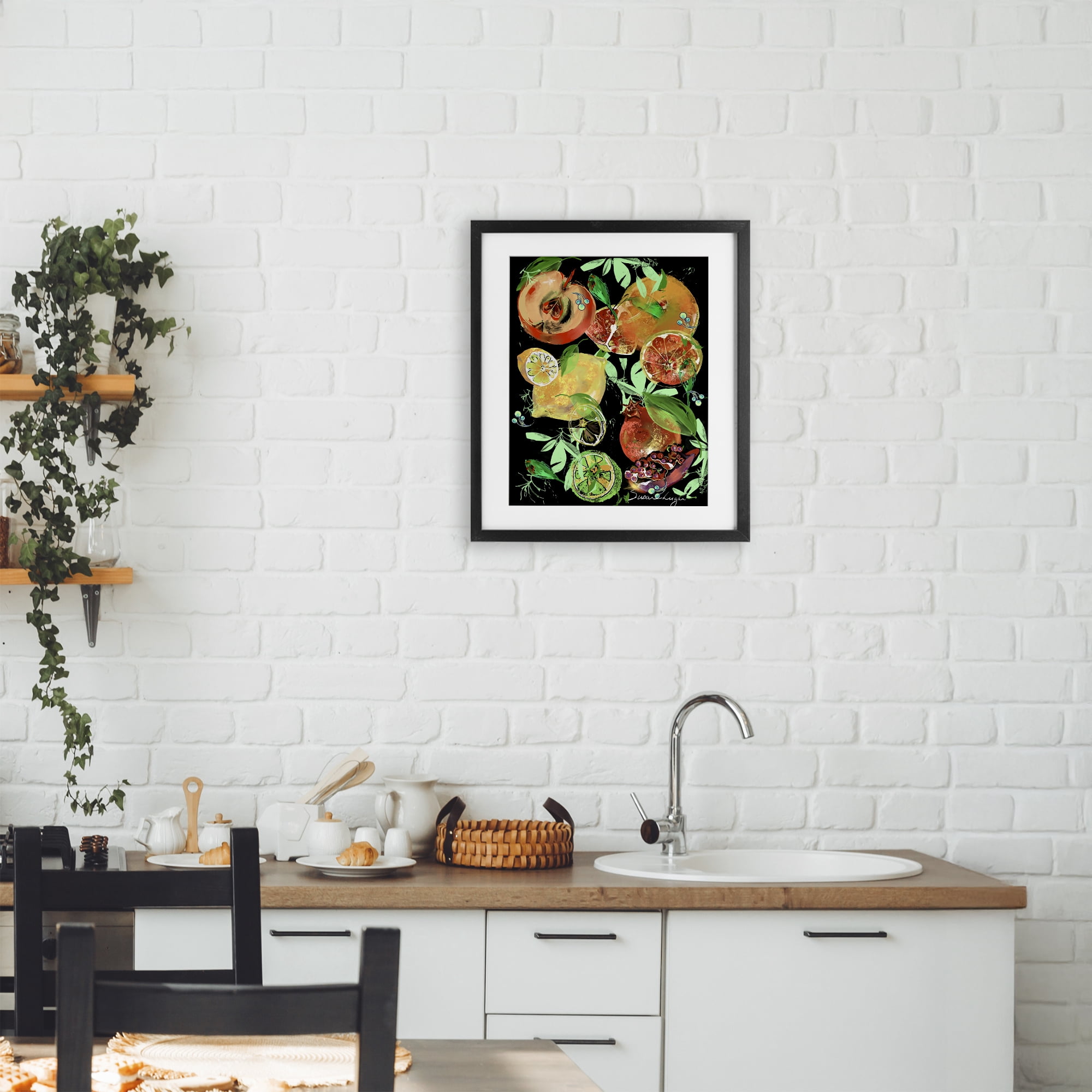 Stupell Industries Fruit Medley Combo Black Framed Print Under Glass, design by Susan Lugar
