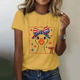 thumbnail image 7 of KALE 4th of July Short Sleeve Shirts for Women American Flag Patriotic 2D Independence Day Print Casual Sports T Shirt Y2K Clothes Yellow L, 7 of 7
