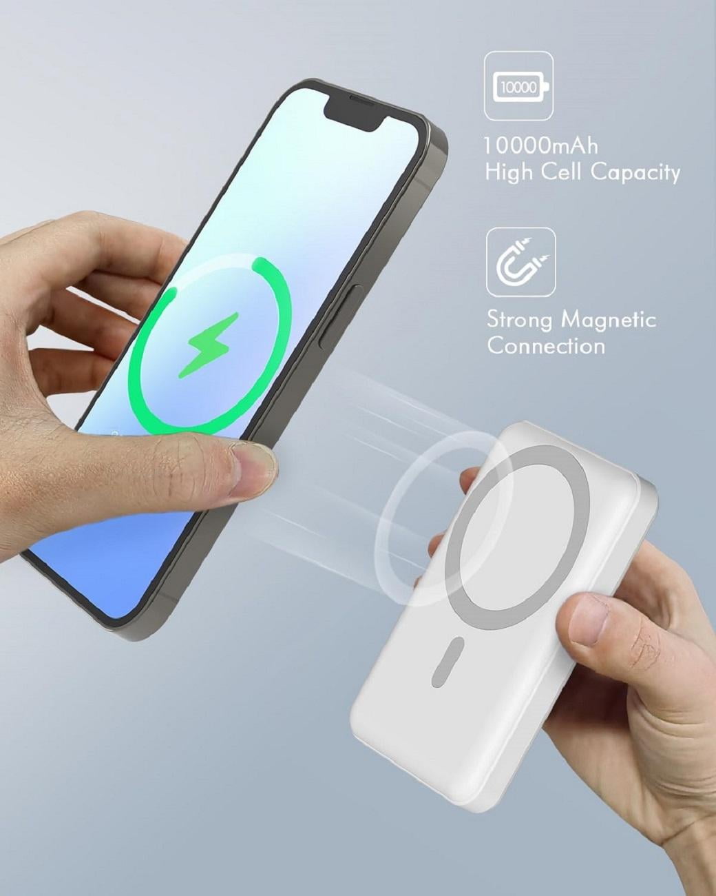 Podoru Wireless Portable Charger, 10000mAh Magnetic Power Bank LED Display 22.5W PD Fast Charging Battery Pack for iPhone 16/15/14/13/12/Mini/Pro/Pro Max-White
