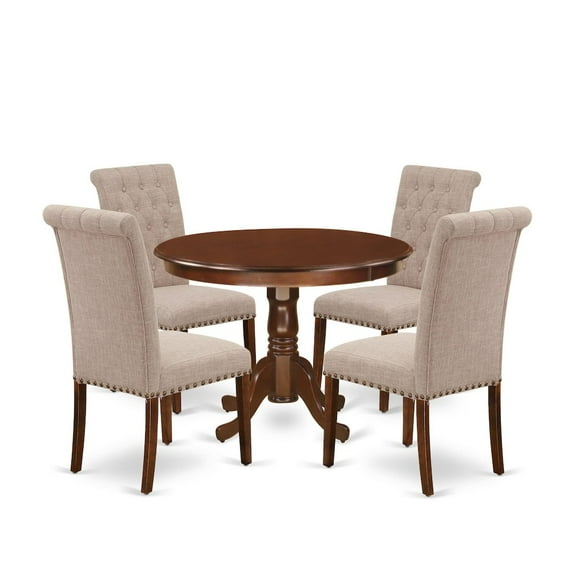 East West Furniture Hartland 5-piece Wood Dining Set in Mahogany/Light Fawn