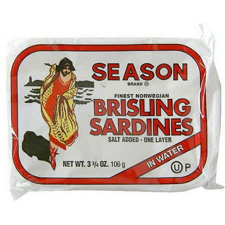 Season Lightly Smoked Brisling Sardines In Water, 3.75 oz (Pack of 12)