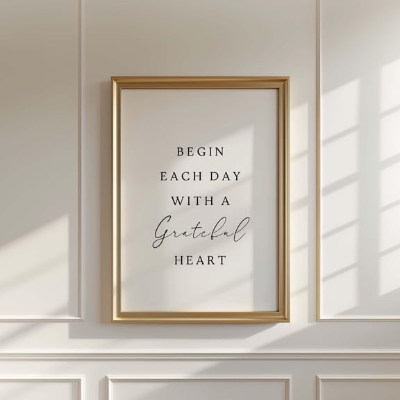 Grateful Heart Inspirational Quote Wall Art, Unframed Paper Print Size 8x12