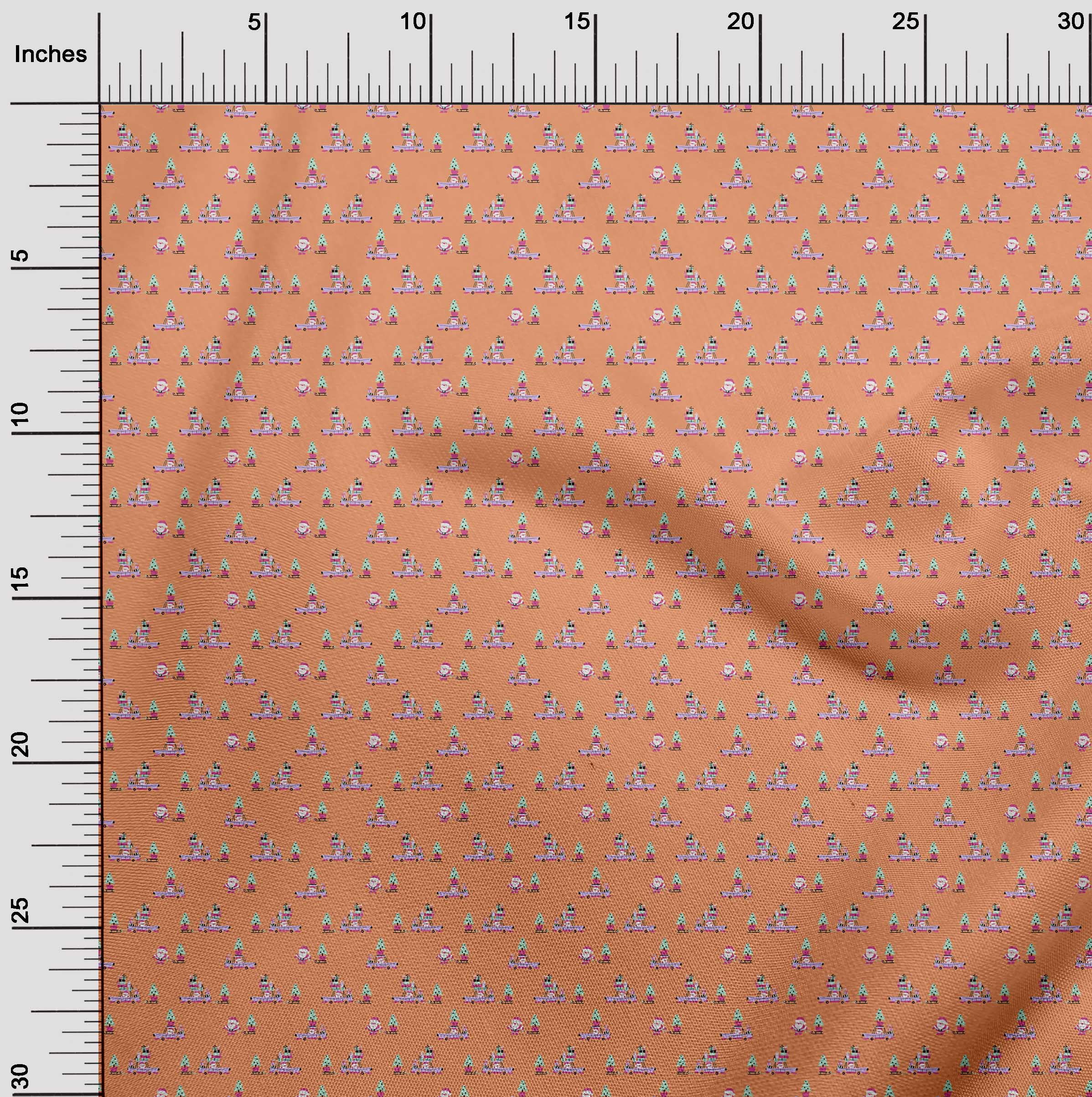 oneOone Cotton Poplin Orange Fabric Christmas Sewing Fabric By The Yard Printed Diy Clothing Sewing Supplies 56 Inch Wide