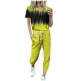 thumbnail image 2 of RYDCOT Womens Two Piece Outfits Women's Fashionable Loose Fitting Short Sleeved Casual Sports Set Summer Clearance! Yellow, 2 of 5