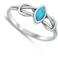 thumbnail image 4 of CHOOSE YOUR COLOR Knot Marquise Blue Simulated Opal Ring .925 Sterling Silver Band CZ Female Size 6, 4 of 4