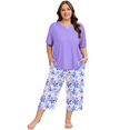 thumbnail image 3 of FEREMO Women Plus Size Pajamas Set Short Sleeve Prints Pjs Sets Sleepwear 2 Piece Loungewear Capri Pants with Pockets, 3 of 8