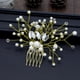 thumbnail image 1 of Nvzi Horquillas para el pelo de boda con flores para novias, peinetas con perlas de cristal, pinzas para el pelo, tocado, accesorios para el pelo de boda dorados, joyas - doradas, 1 of 5