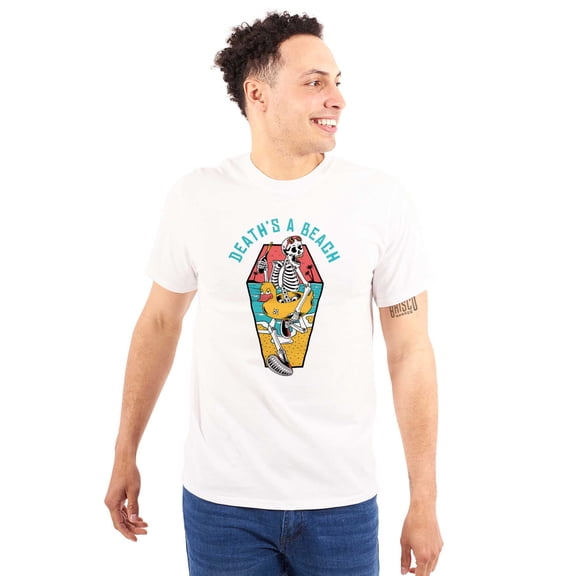 Funny Death's a Beach Skeleton Men's Graphic T Shirt Tees Brisco Brands S