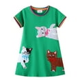 thumbnail image 5 of WIBACKER Toddler Kids Girl's Casual Dress Short Sleeve Cartoon Appliques Striped Tunic Dresses 2-7T, 5 of 9