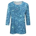 thumbnail image 5 of Women's Sequin 3/4 Sleeve Shirts,Womens 3/4 Sleeve Sparkly Shirts Casual Crewneck Spring Summer Shimmer Glitter Tops 2024 Trendy Ladies Going out Party Blouses, 5 of 5