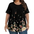 thumbnail image 2 of TQWQT Plus Size T Shirts for Women Loose Flowy Tees Short Sleeve Crew Neck Floral Print Blouses Summer Tunic Tops Watermelon Red 5XL, 2 of 5