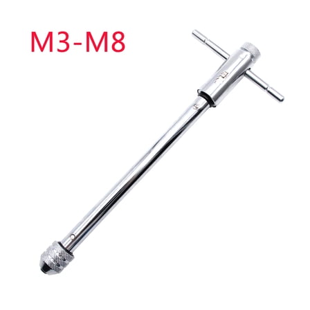 Ratcheting Action Spanner For M3-M8 Metric Thread Taps, Reversible T-Handle Tap Wrench With Spring Loaded Latch And Confined Space Access