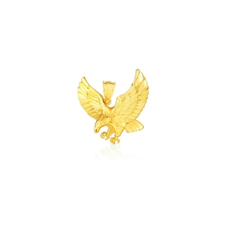 Ostrich Bird Charm - 10k Yellow Gold Landing Eagle Pendant Flying Bird Charm