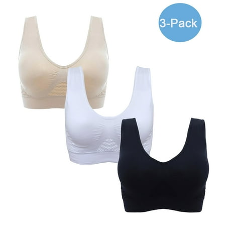 

Gyratedream 3-Pack Keyhole Mesh Plus Size Seamless Sports Bra for Women Fitness Yoga Tank