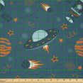 thumbnail image 2 of Ambesonne Alien Fabric by the Yard Microfiber, Satellite Stars Space Theme, 5 Yards, Dark Sky Blue Dark Peach, 2 of 2