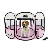 PETMAKER Portable Pop Up 38in Diameter Pet Playpen with Carrying Bag, Pink