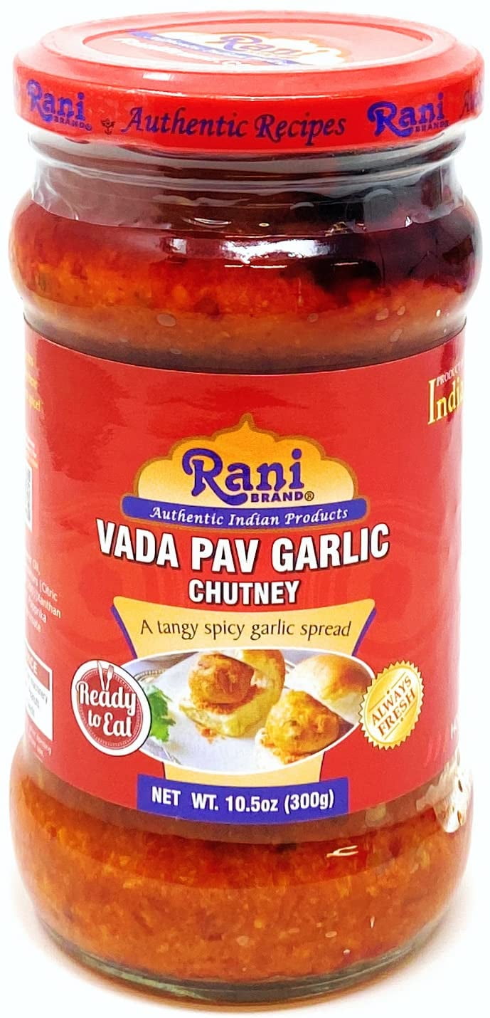 Rani Vada Pav Garlic Chutney 10.5oz (300g) Glass Jar, Ready to Eat ~ Vegan | Gluten Free | NON-GMO | Indian Origin