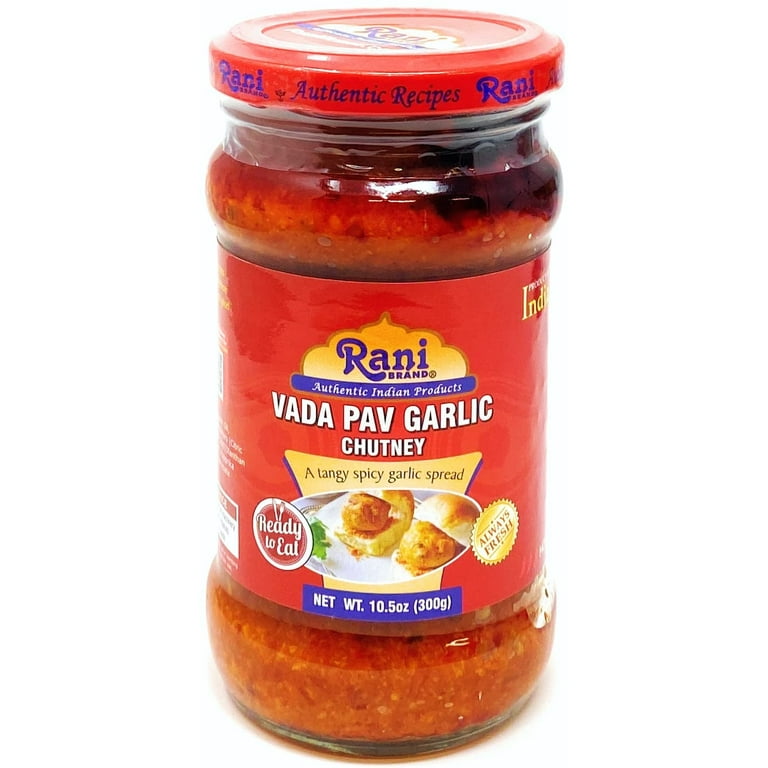 Rani Vada Pav Garlic Chutney 10.5oz (300g) Glass Jar, Ready To Eat, Pack Of 5+1 FREE ~ Vegan | Gluten Free | NON-GMO | Indian Origin