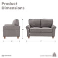thumbnail image 6 of Bonzy Home 2-Pack 57'' Loveseat Sofa, 2-Seater Couch for Living Room, Comfy Upholstered Sofa Couch for Small Space, Apartment, Office, Gray, 6 of 8