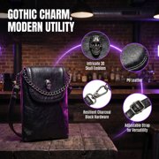 KXF Small Goth Purse Crossbody Cell Phone Purse Gothic Leather Bag Shoulder Travel Purse