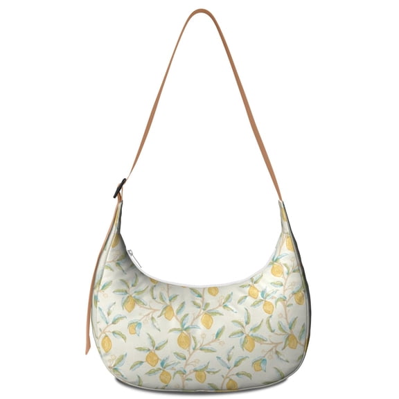 Fresh Lemon Floral Print Crossbody Tote Bag for Women, Summer Fruit Shoulder Purse, Lightweight & Water-Resistant Hobo Handbag, Large Capacity for Daily Use