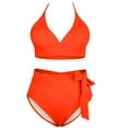 thumbnail image 5 of Puntoco Womens plus size swimsuits clearance Swimsuit High Waisted Tummy Control Swimwear Swimsuit Orange, 5 of 8