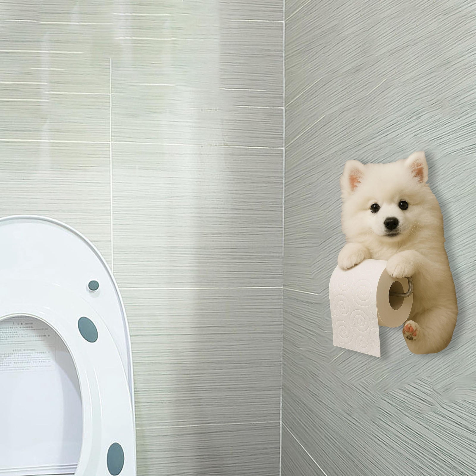 DUBF Dog Paper Towel Holder - Cute Puppy Wall Mounted Toilet Roll Dispenser - Pet Theme Bathroom Tissue Storage for Home RV Dorm Kitchen for Dog Lovers