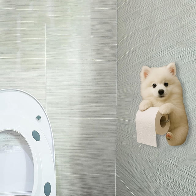 Bathroom Accessory Resin Puppy Theme Wall Mounted Paper Holder for Bathroom Dorm RV Home and Kitchen – Pet Lover Cute Dog Sacrificial Durable Wall Mount Tissue Dispenser