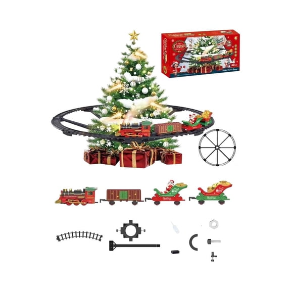 WE-POLUJ Hanging Christmas Train Set – Under-Tree Toy Train with Fog, Melodies and Lights, 2 Modes, Ideal for Family Indoor Decor