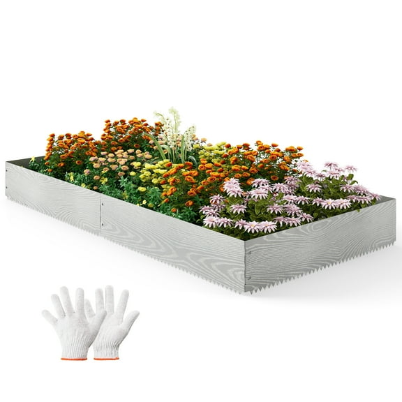 Gymax 6-Pack 20 FT Galvanized Metal Landscape Edging Heavy-Duty Metal Garden Border