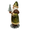 thumbnail image 3 of Ino Schaller Santa in Green Coat with Gold Stars Holding Tree German Paper Mache, 3 of 6